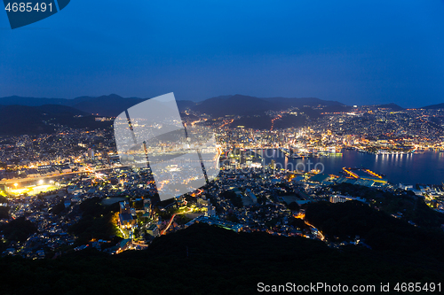 Image of Japanese Nagasaki city at night