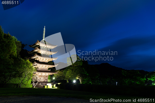 Image of Rurikoji Temple in Japan at night