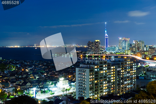 Image of Fukuoka skyline at night