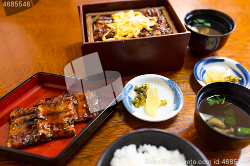 Image of Roasted eel rice bowl in Japanese restaurant