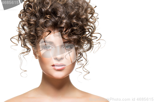 Image of beautiful girl with curly hairdo