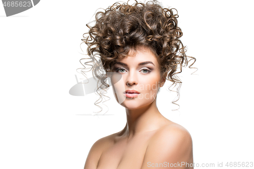 Image of beautiful girl with curly hairdo