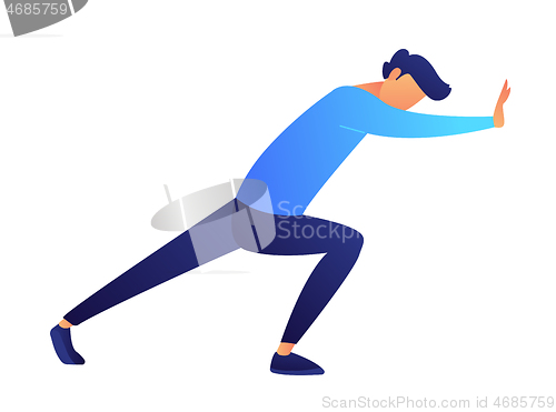 Image of Businessman pushing wall vector illustration.