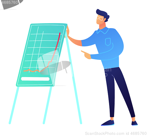 Image of Businessman presenting growth chart vector illustration.