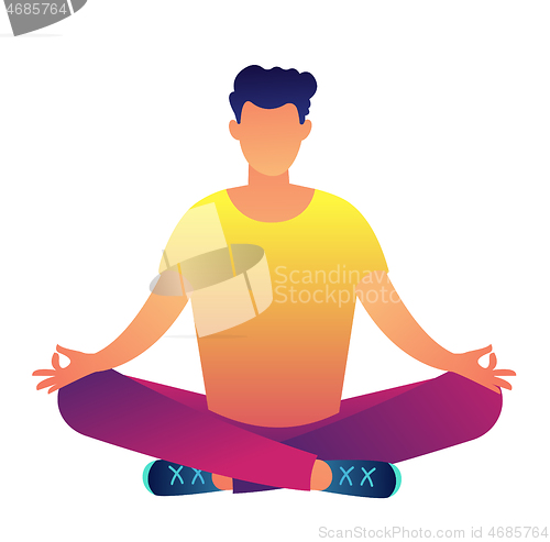 Image of Office worker sitting in lotus pose vector illustration.