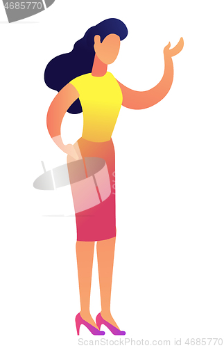 Image of Elegant business woman pointing with hand vector illustration.