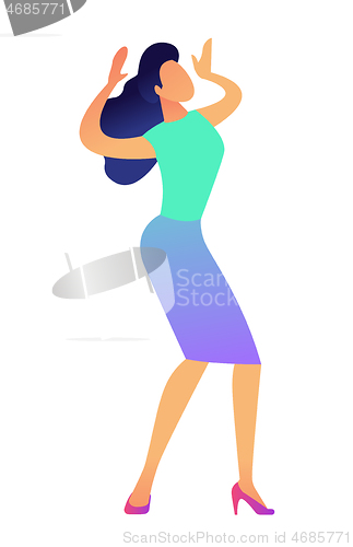 Image of Business woman holding hands up vector Illustration.