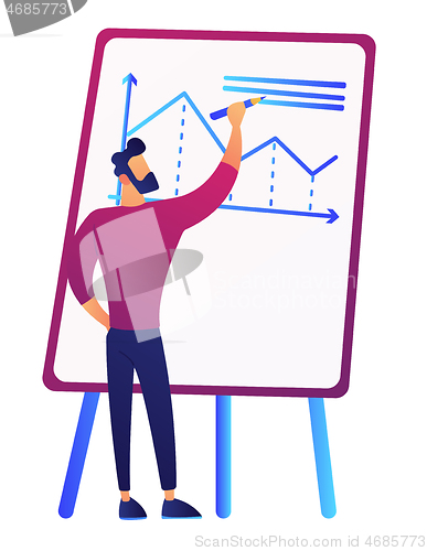 Image of Businessman drawing growth chart on board vector illustration.