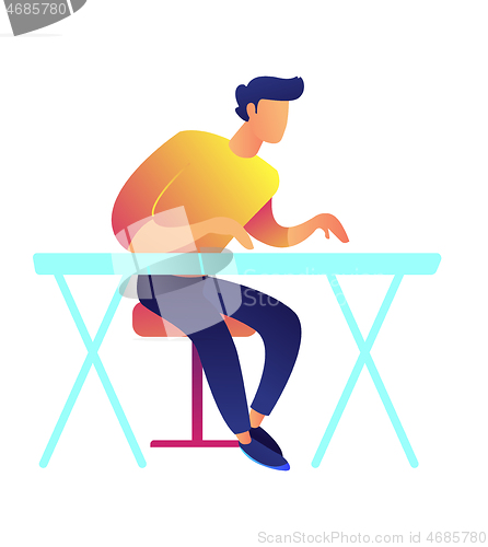 Image of Businessman working at the desk vector illustration.