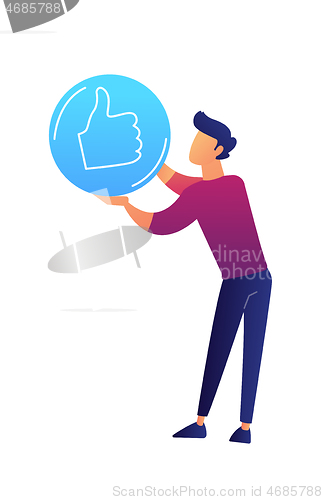 Image of Businessman with thumb up sign vector illustration.