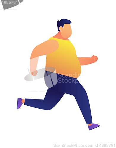 Image of Overweight man jogging vector illustration.