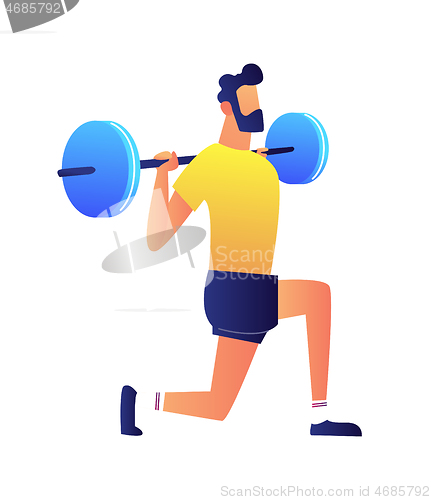 Image of Athlet lifting barbell vector illustration.
