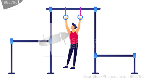 Image of Gymnast on rings vector illustration.