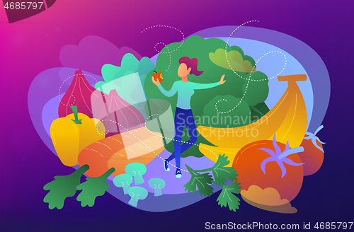 Image of Raw veganism concept vector illustration.