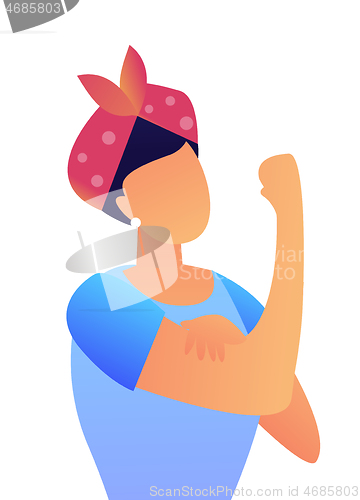 Image of Woman showing biceps vector illustration.