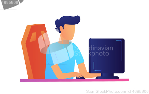 Image of Programmer working on computer vector illustration.