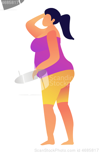 Image of Overweight woman vector illustration.