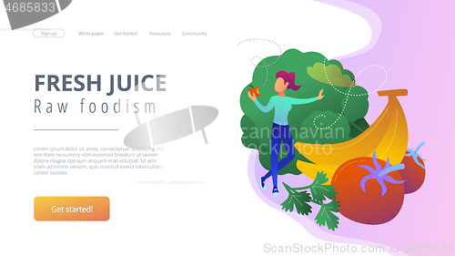 Image of Fresh juice and raw foodism landing page.