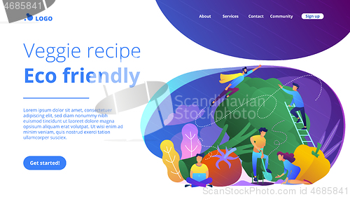 Image of Veggie recipe, eco friendly landing page.