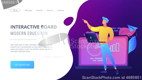 Image of Modern education and interactive board landing page.