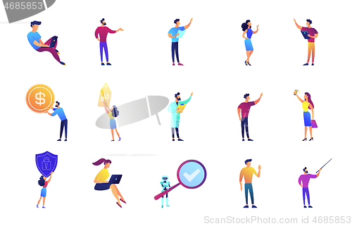 Image of Business presentation and lecture vector illustrations set.