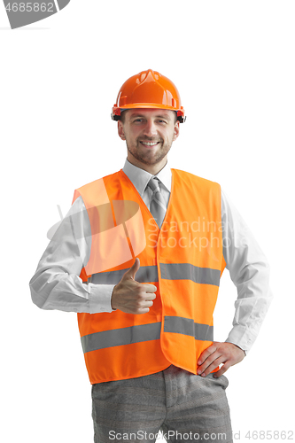 Image of The builder in orange helmet isolated on white