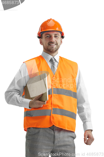 Image of The builder in orange helmet isolated on white