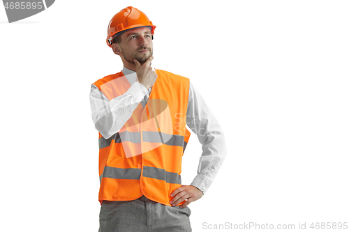 Image of The builder in orange helmet isolated on white