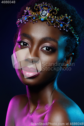 Image of Beautiful black girl with crystal crown