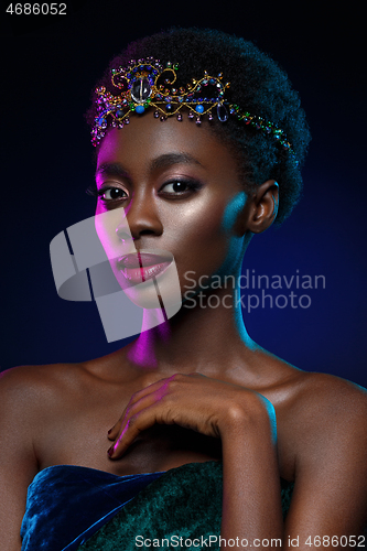 Image of Beautiful black girl with crystal crown