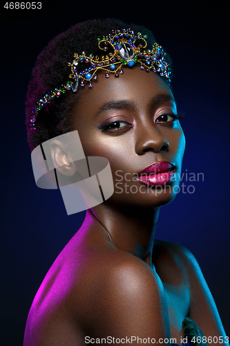 Image of Beautiful black girl with crystal crown