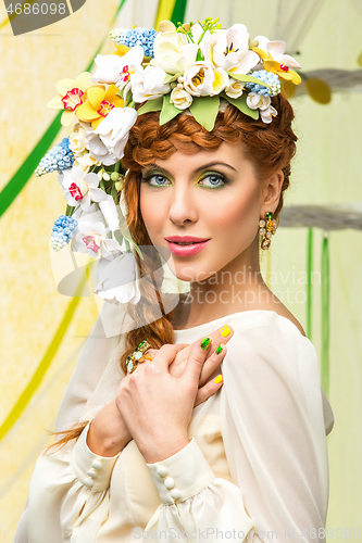 Image of beautiful girl in yellow dress