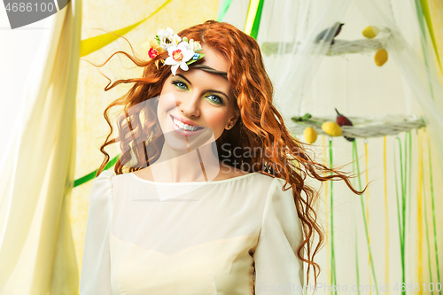 Image of beautiful girl in yellow dress