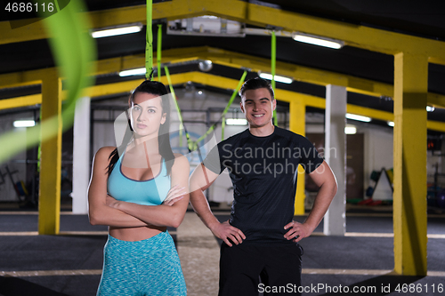 Image of portrait of athletes at cross fitness gym