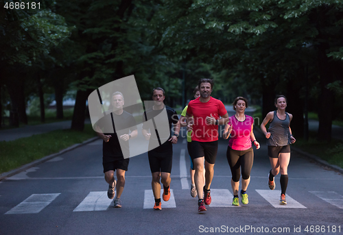 Image of runners team on morning training