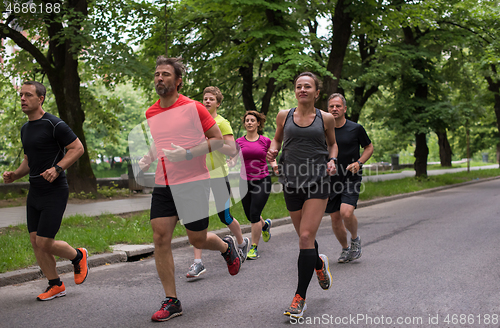 Image of runners team on morning training