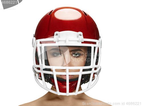 Image of american football theme woman helmet
