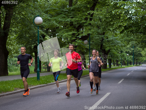 Image of runners team on morning training