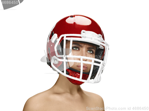 Image of american football theme woman helmet