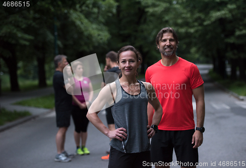Image of portrait of a healthy jogging couple