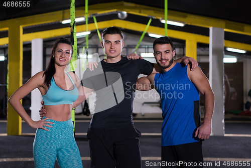 Image of portrait of athletes at cross fitness gym