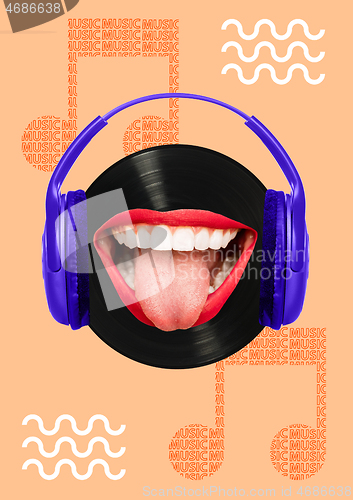 Image of Music - how it tastes. Modern design. Contemporary art collage.