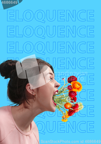 Image of Eloquence. Modern design. Contemporary art collage.