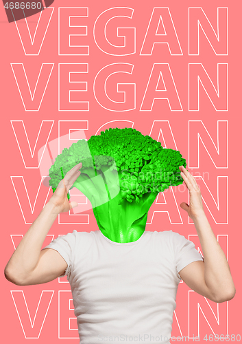 Image of Vegan. Modern design. Contemporary art collage.