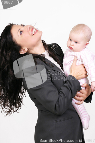 Image of Cheerful Mother and Baby