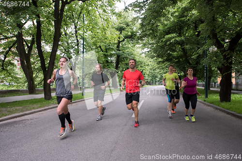 Image of runners team on morning training