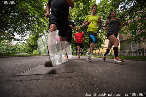 Image of runners team on morning training