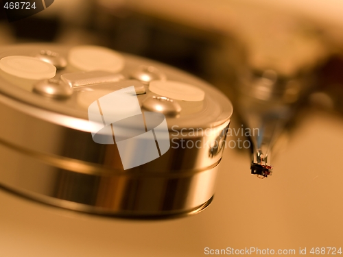 Image of Open hard drive disk closeup