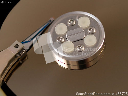 Image of Open hard drive disk closeup
