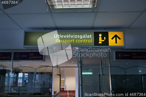 Image of Border passport control signs